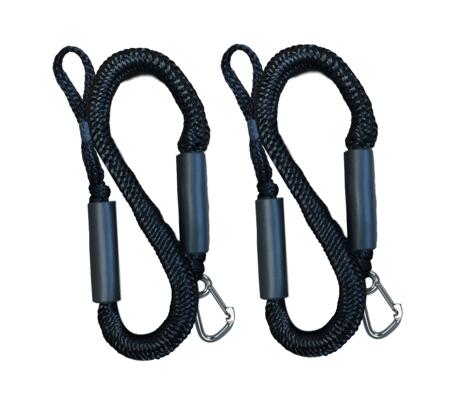 Pactrade Marine Boat Pontoon Kayak PWC Jet Ski Bungee Dock Line Mooring Rope 4'-5.5' with SS316 Snap Hook Salt and Fresh Water Use 2 Pack (Black)